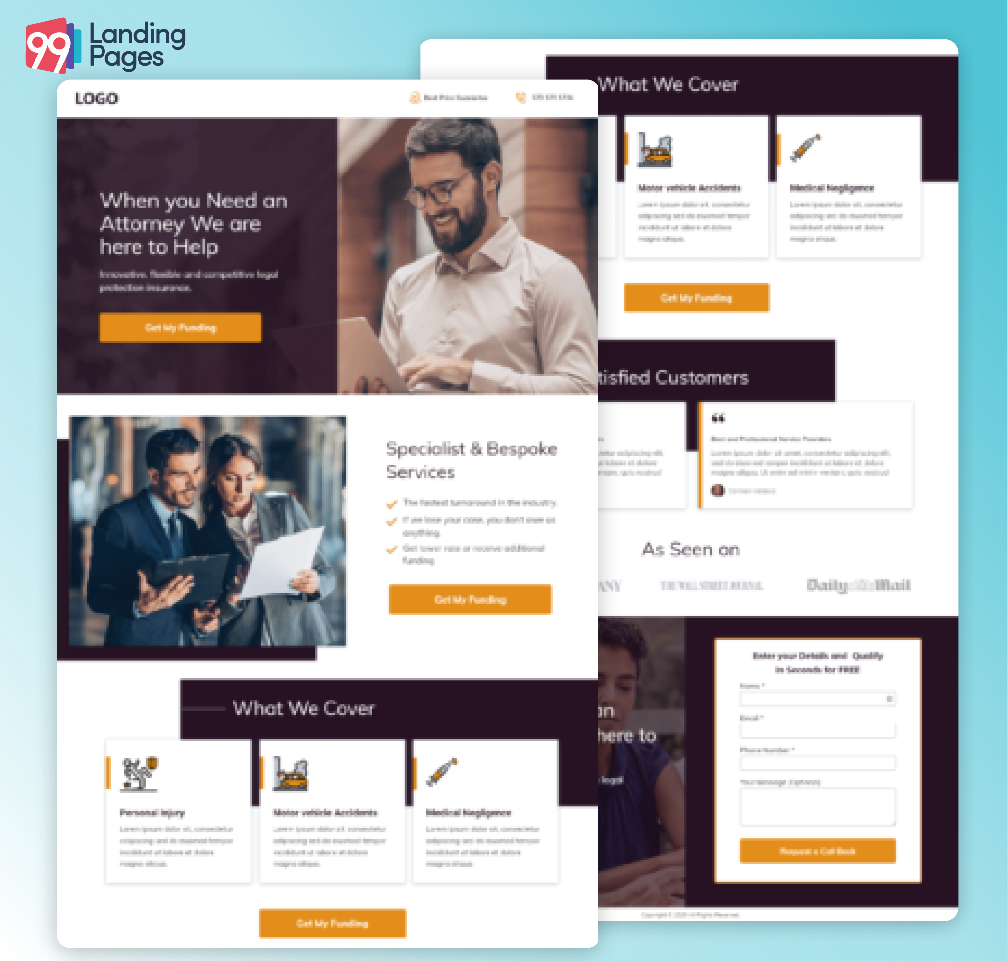 Unbounce Legal Insurance Landing Page Template
